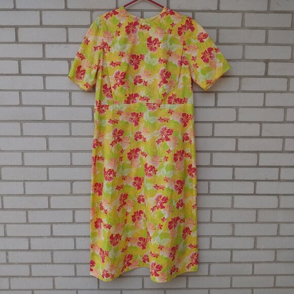 Amish Mennonite Cape Dress 43" Bust 40" Waist Handmade Modest Yellow Tropical - Picture 1 of 9